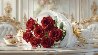 Букет червоних роз у День народження невістки на святковому столі