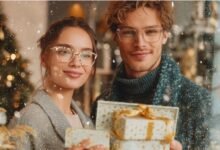 Романтична пара з новорічними подарунками — Новий Рік 2026