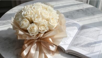 Білий букет біля книги — символ привітань логісту з професійним святом