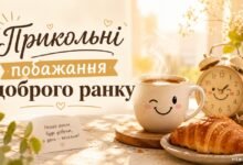 Прикольні побажання доброго ранку 1 Прикольні побажання доброго ранку українською з кавою, круасаном і веселим будильником