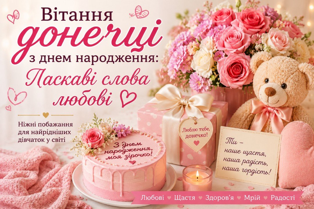 Вітання донечці з днем народження — ласкаві слова любові