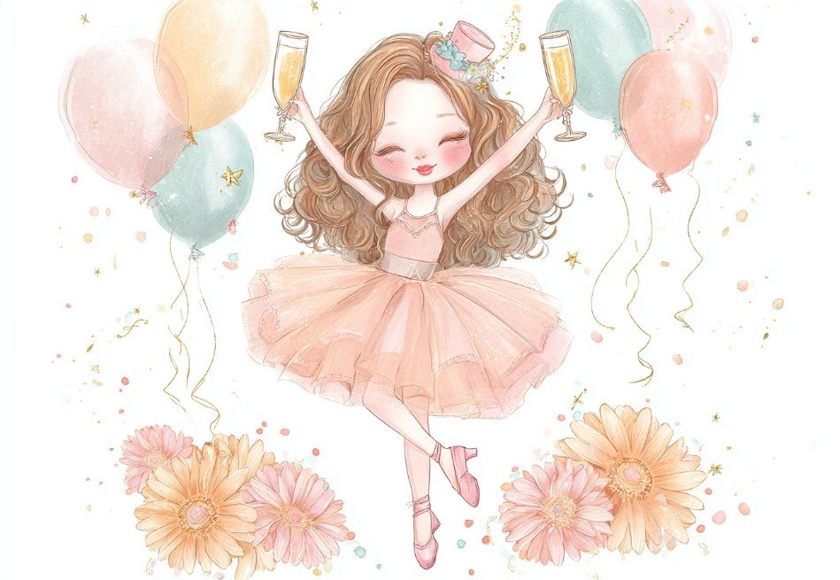 Мила дівчинка з кульками — ніжне привітання подрузі з днем народження