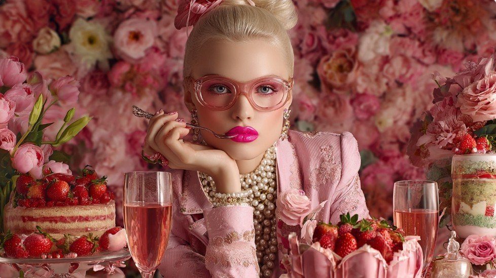 Святковий рожевий стиль — вишукана картинка для привітання подрузі з днем народження