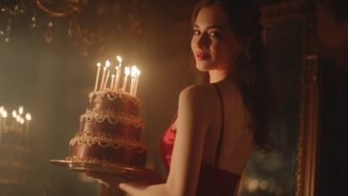 Вишукана подруга з тортом — елегантне привітання з днем народження