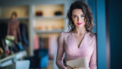 Стильная девушка в платье BSL — модная BSL одежда в бутике