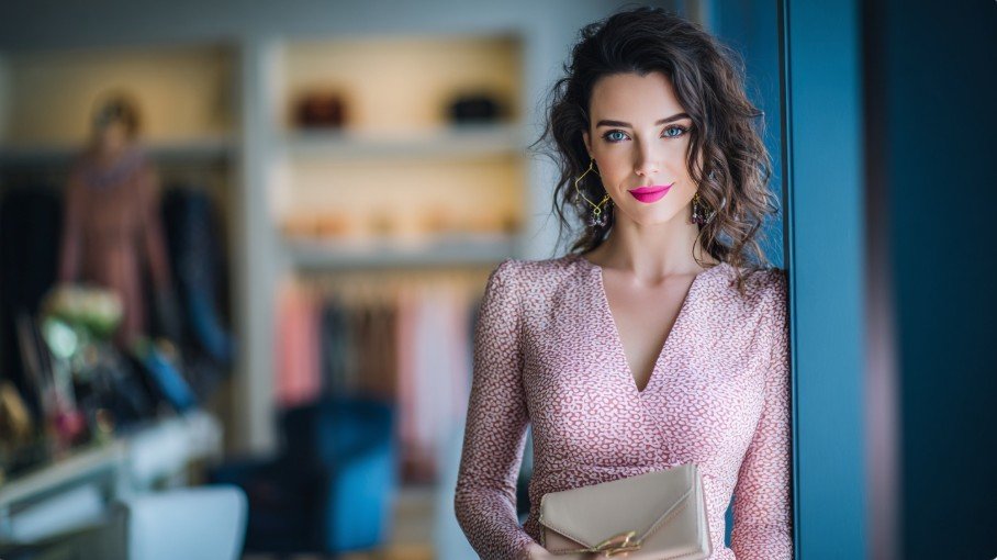 Стильная девушка в платье BSL — модная BSL одежда в бутике