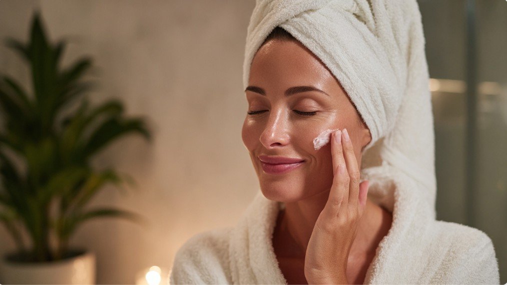 Руки наносят увлажняющий крем