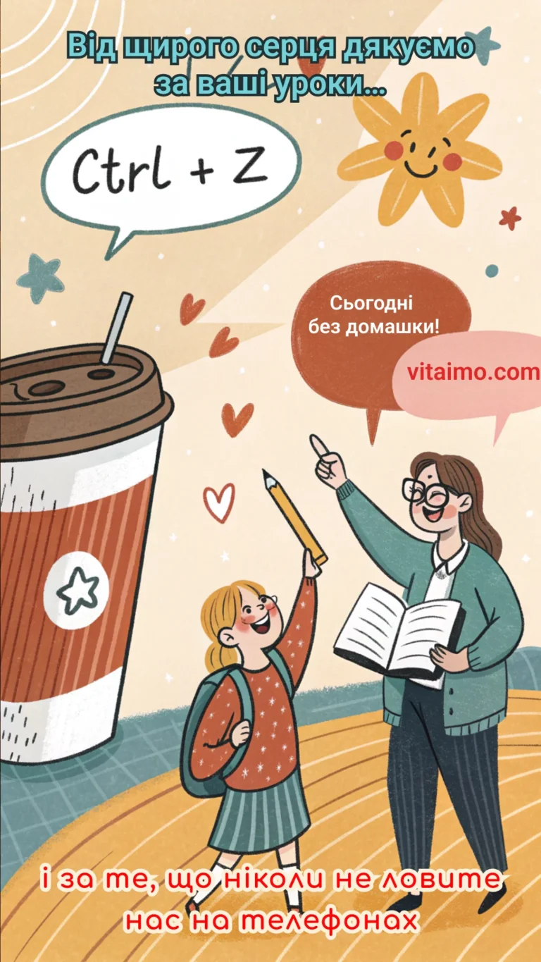 Листівка з Днем вчителя — від щирого серця дякуємо за ваші уроки