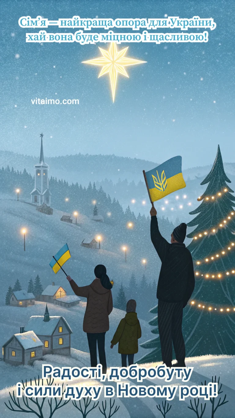 Патріотична новорічна листівка для української сім’ї