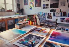 Дизайн-зона 24print.ua з макетами поліграфічної продукції та зразками друку.