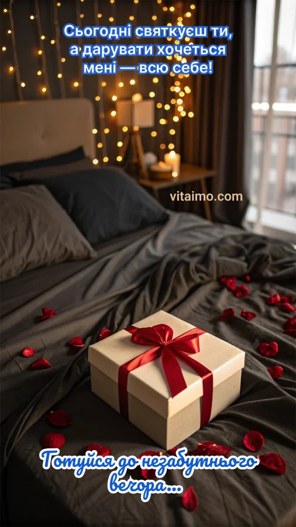 Романтичне привітання з Днем народження для коханої з натяком на незабутній вечір удвох