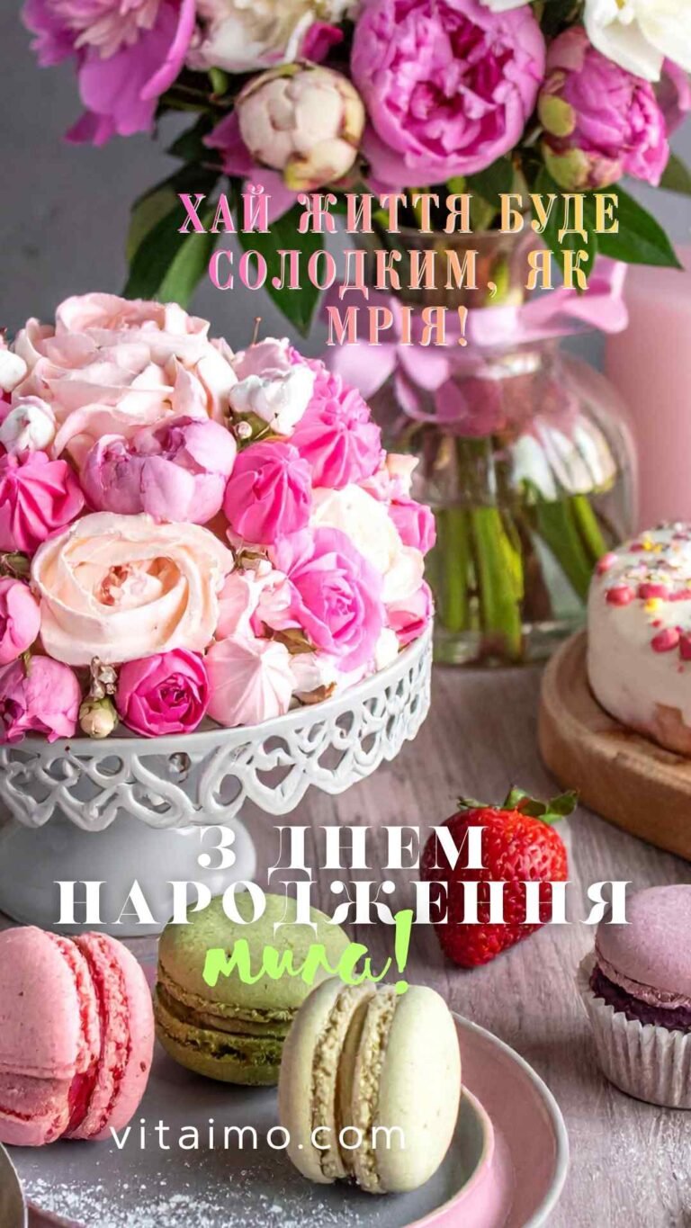 Ніжна й солодка листівка з привітанням до дня народження для милої