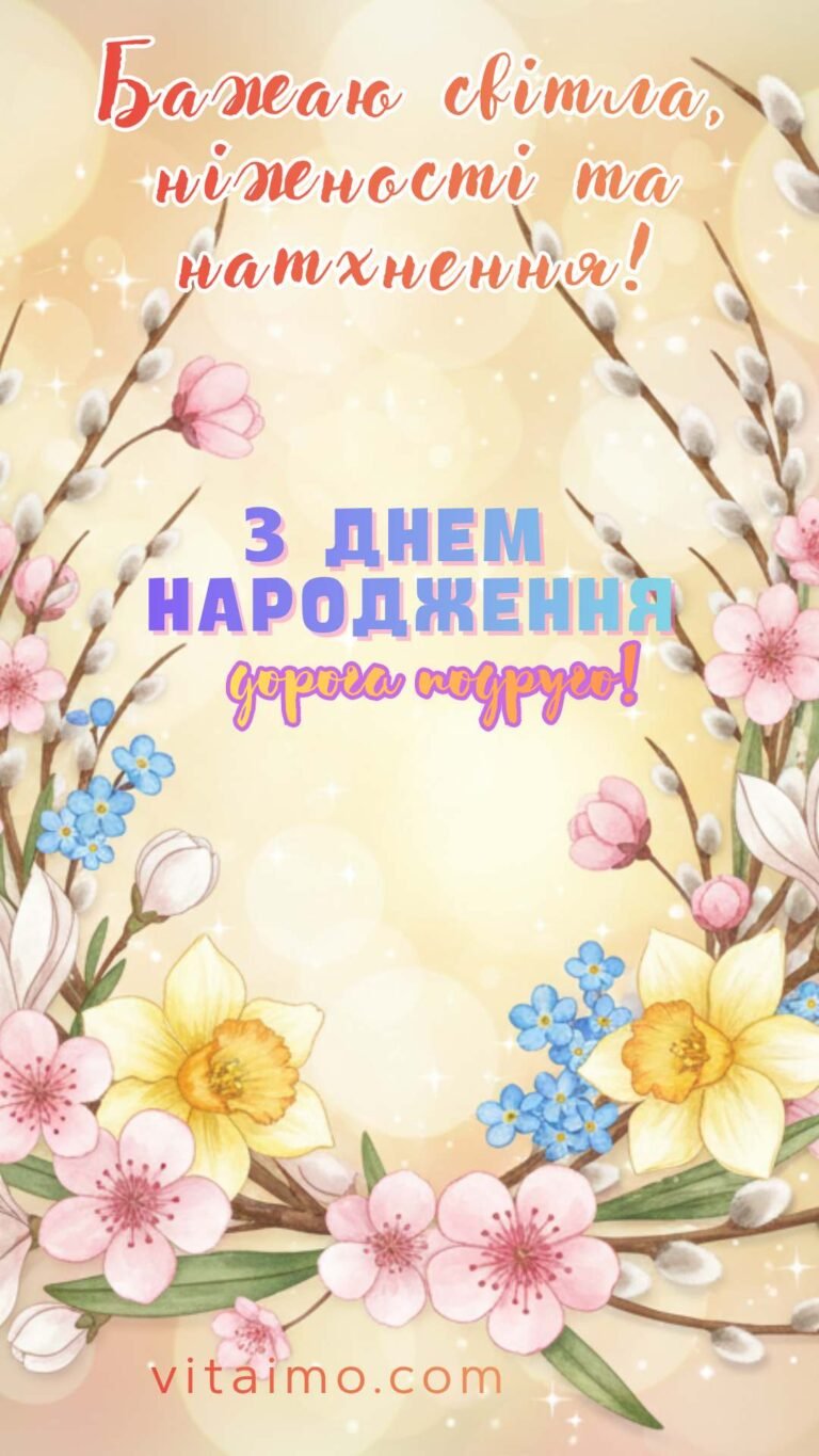 Привітання з днем народження для дорогої подруги з ніжними квітами