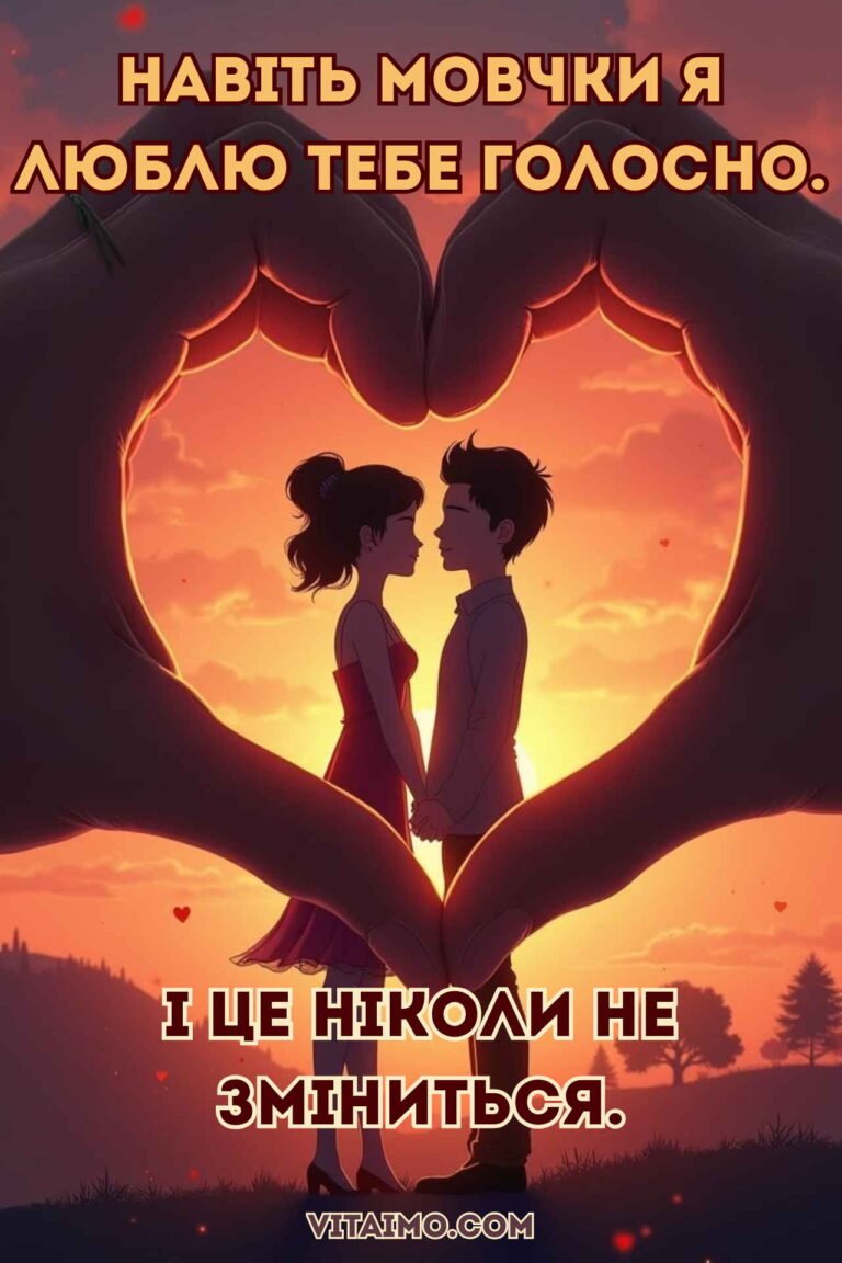 Романтичне привітання коханій жінці із силуетом пари на заході сонця