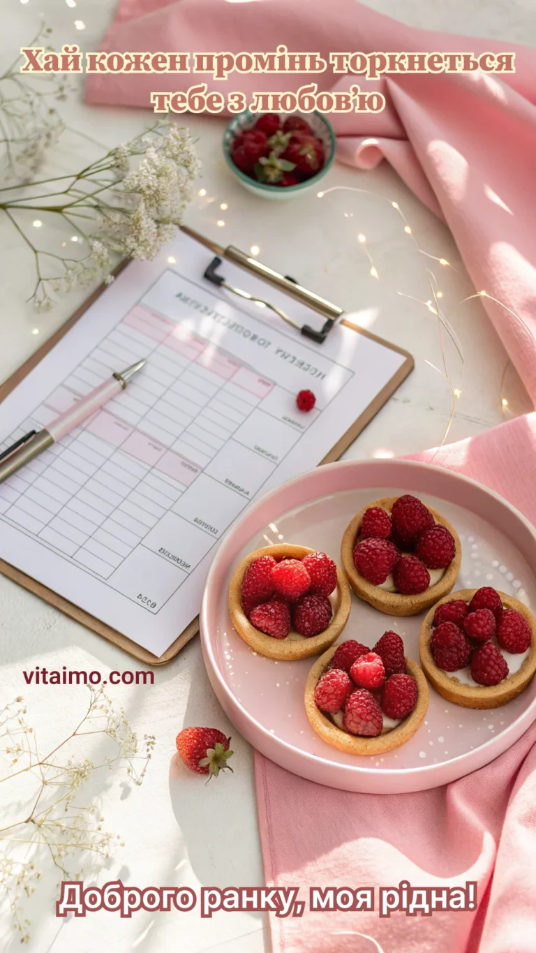 Привітальна листівка «Доброго ранку, мамо» з малиновою солодкістю