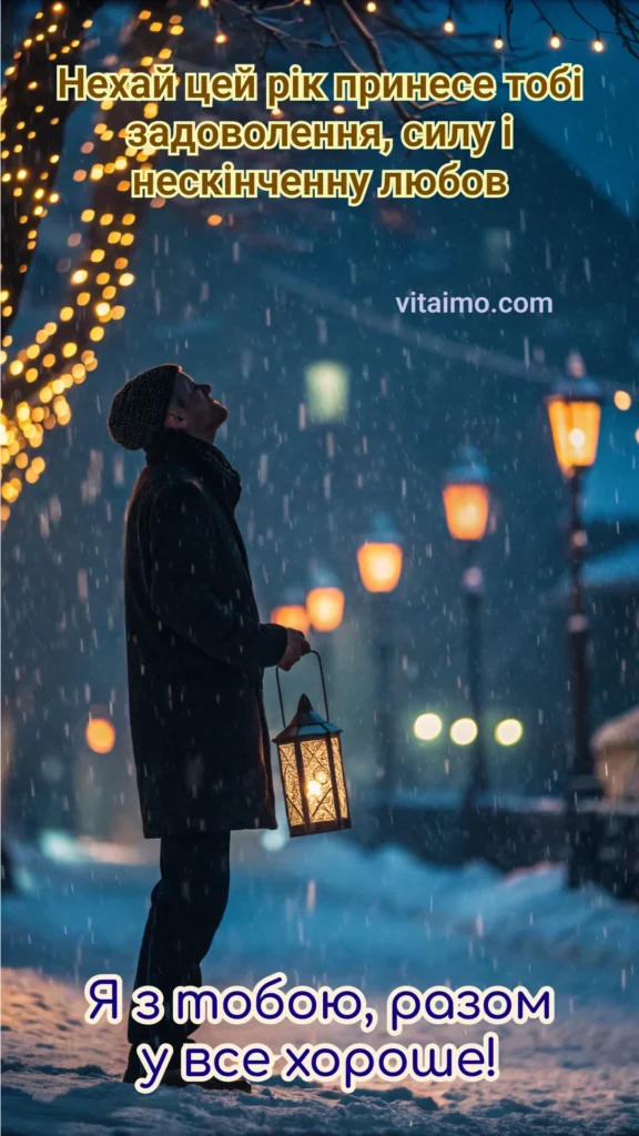 Новорічна листівка коханому з підтримкою і любов’ю
