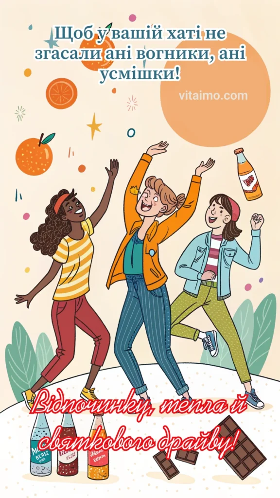 Святкова листівка з веселим привітанням на Новий рік