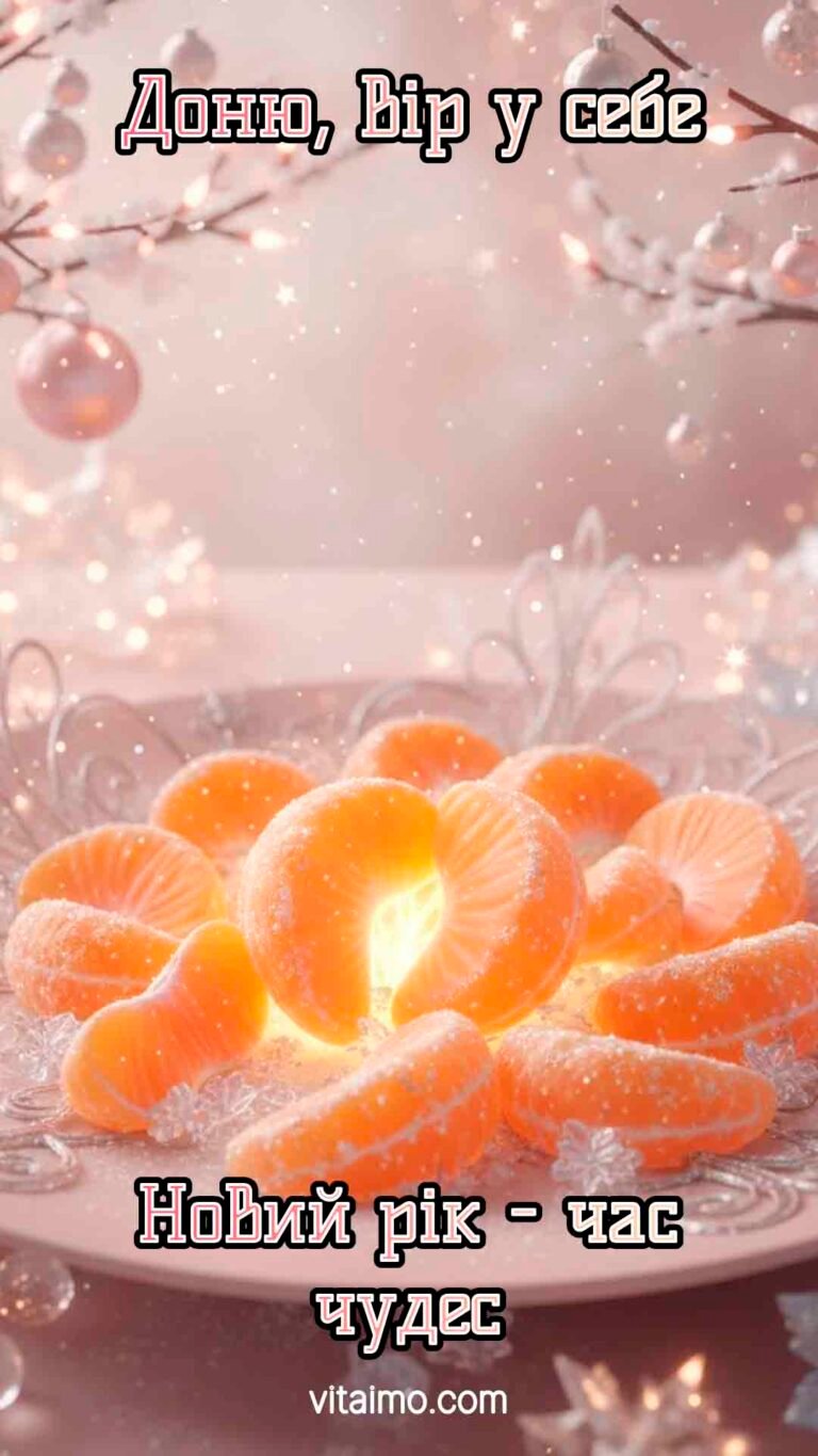 Новорічне привітання доньці з мандариновими чудесами та підтримкою