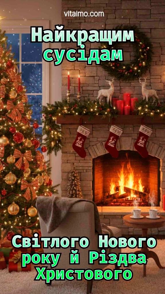 Світле новорічно-різдвяне привітання для найкращих сусідів