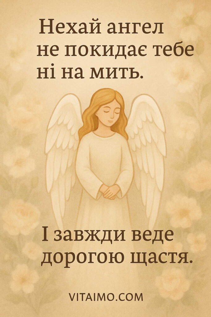 Привітання з Днем ангела для жінки зі світлим небесним захисником