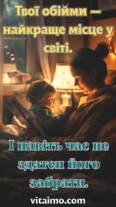 Мама з дитиною сидять у кріслі біля лампи, читають книгу й обіймаються в затишній вечірній атмосфері.