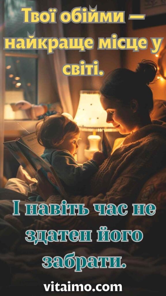 Вечірнє привітання до Дня матері з обіймами та читанням казок