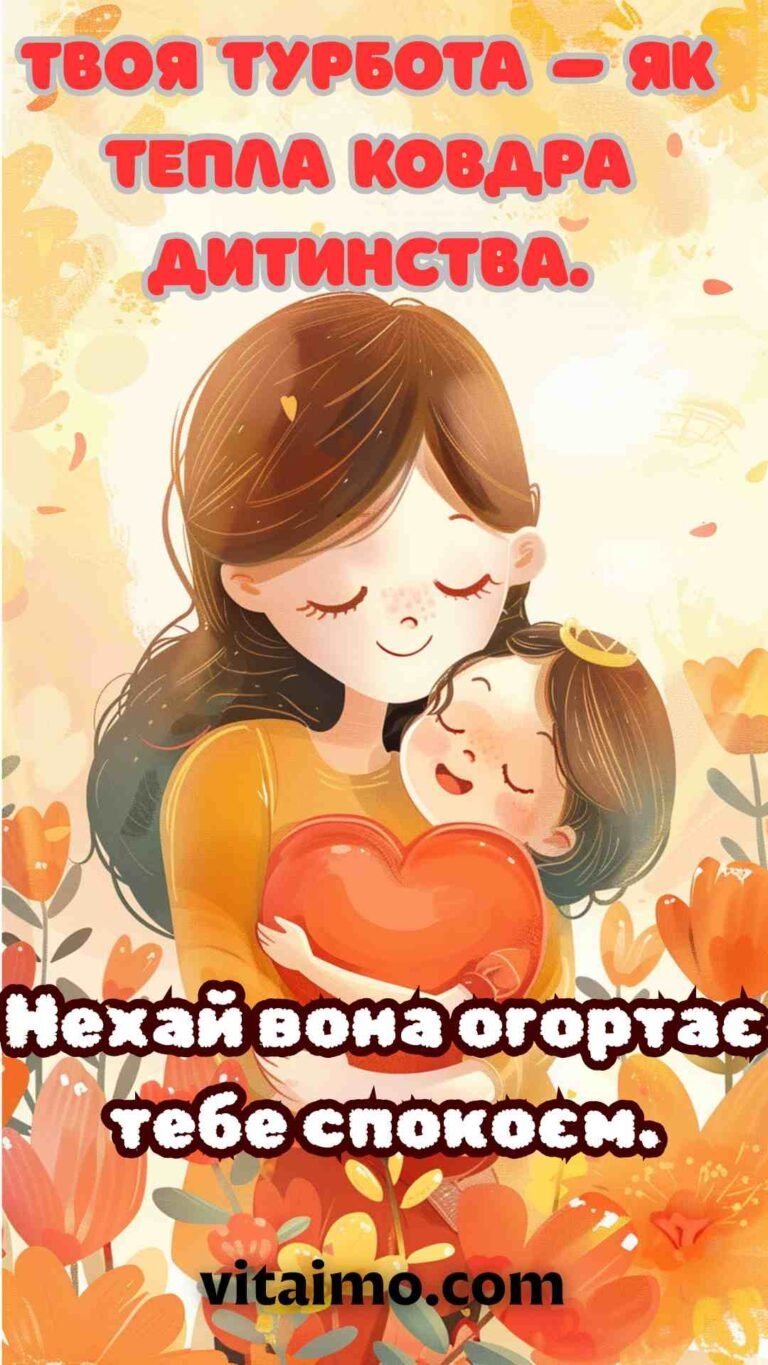 Затишна листівка з Днем матері з маминими обіймами й великим серцем