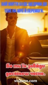 Стильний чоловік у променях сонця як натхненне привітання з днем народження