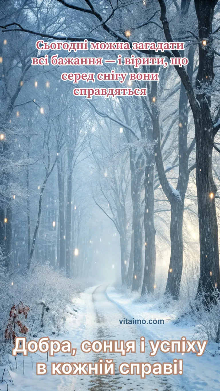 Листівка з новорічним привітанням і вірою у здійснення бажань