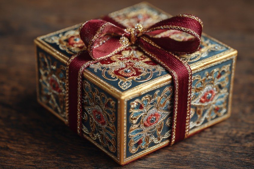 Розкішна декоративна шкатулка з бантом – елегантний подарунок на день народження