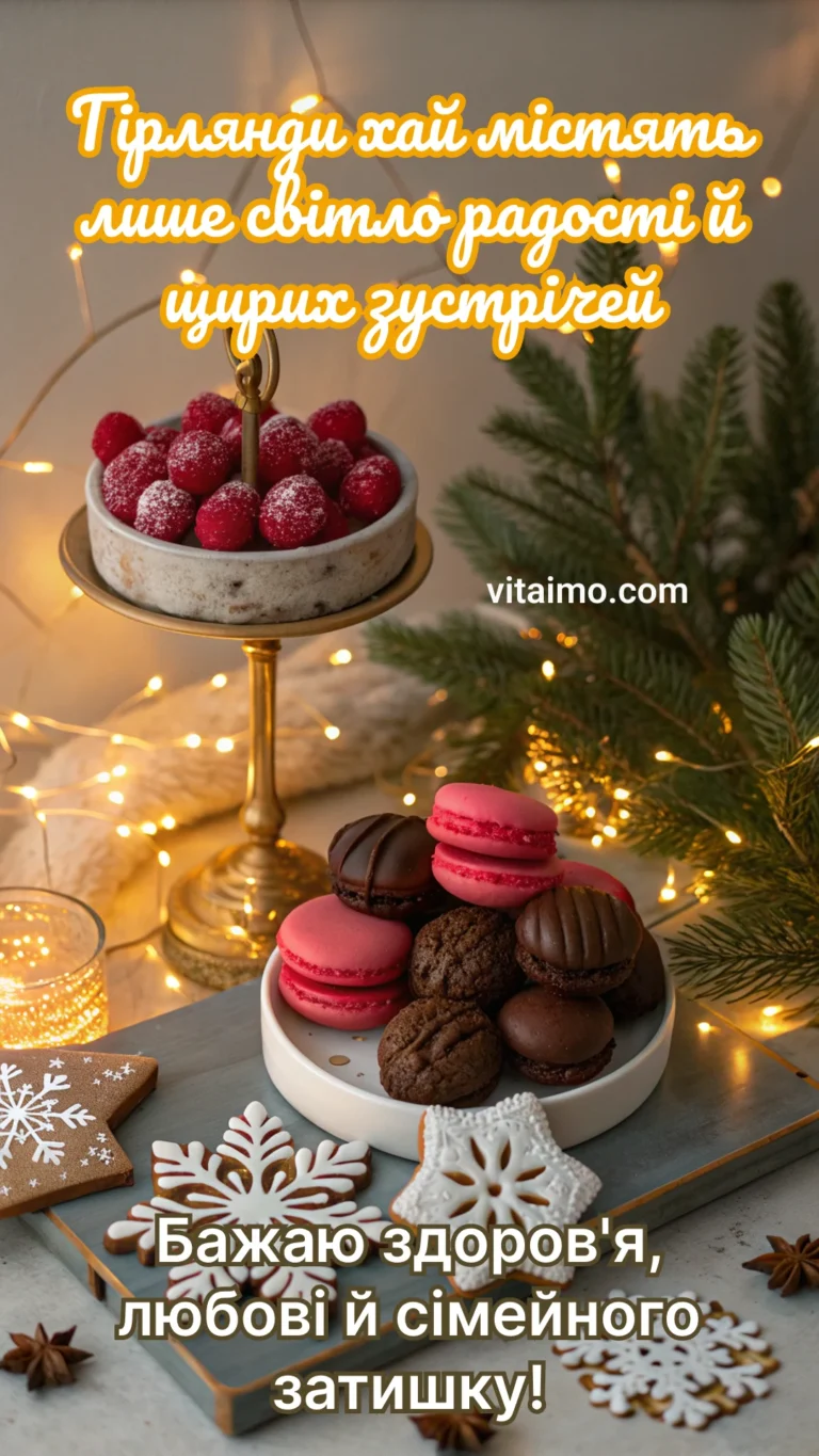 Солодка новорічна листівка з яскравим святковим настроєм