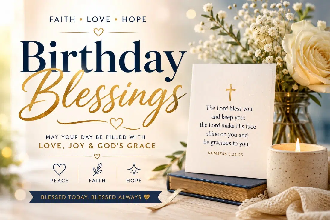 Birthday blessings cover with a peaceful blessing message for a loved one.