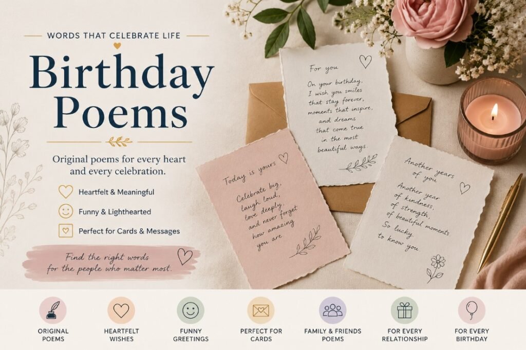 Birthday Poems: Original Poems for Cards, Wishes and Messages 2 Birthday Poems article image with handwritten poem cards and warm birthday details