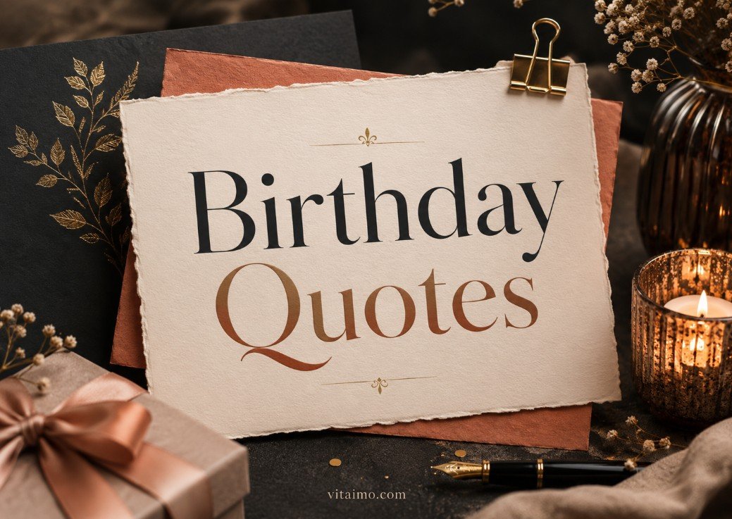 Birthday Quotes cover with elegant quote card and warm birthday details
