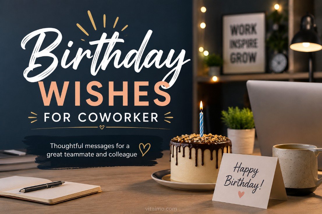 Birthday wishes for coworker card with a warm greeting for a great colleague and teammate.