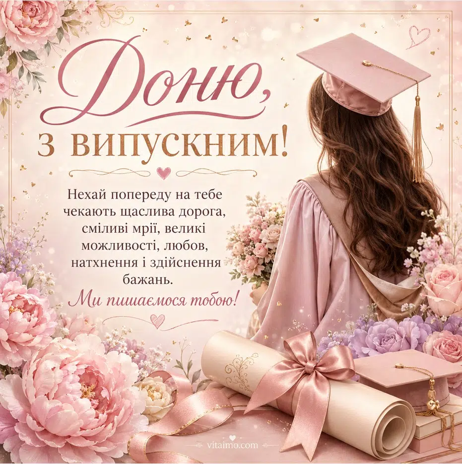 Доню, з випускним — ніжне привітання від батьків українською