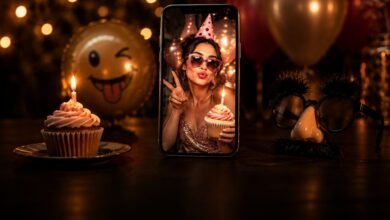Funny Birthday Captions for Instagram 6 Funny birthday Instagram selfie with cupcake and party props in a dark setting