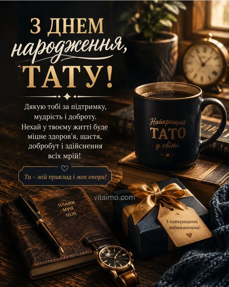 Листівка з днем народження тату українською з подякою за підтримку