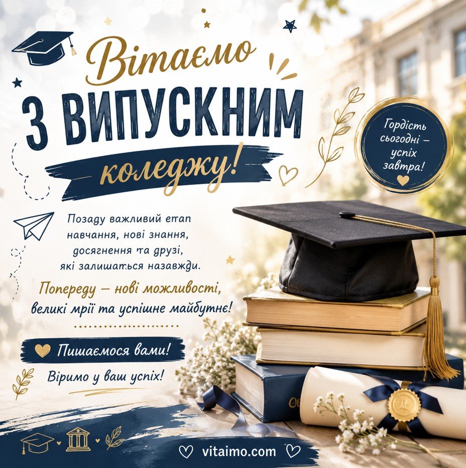 Привітання з випускним коледжу українською