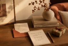 Simple birthday message ideas with card, notebook, gift