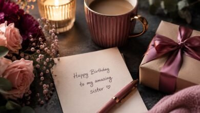 What to Write in a Birthday Card for Your Sister 1 Handwritten birthday card for a sister with gift and candle