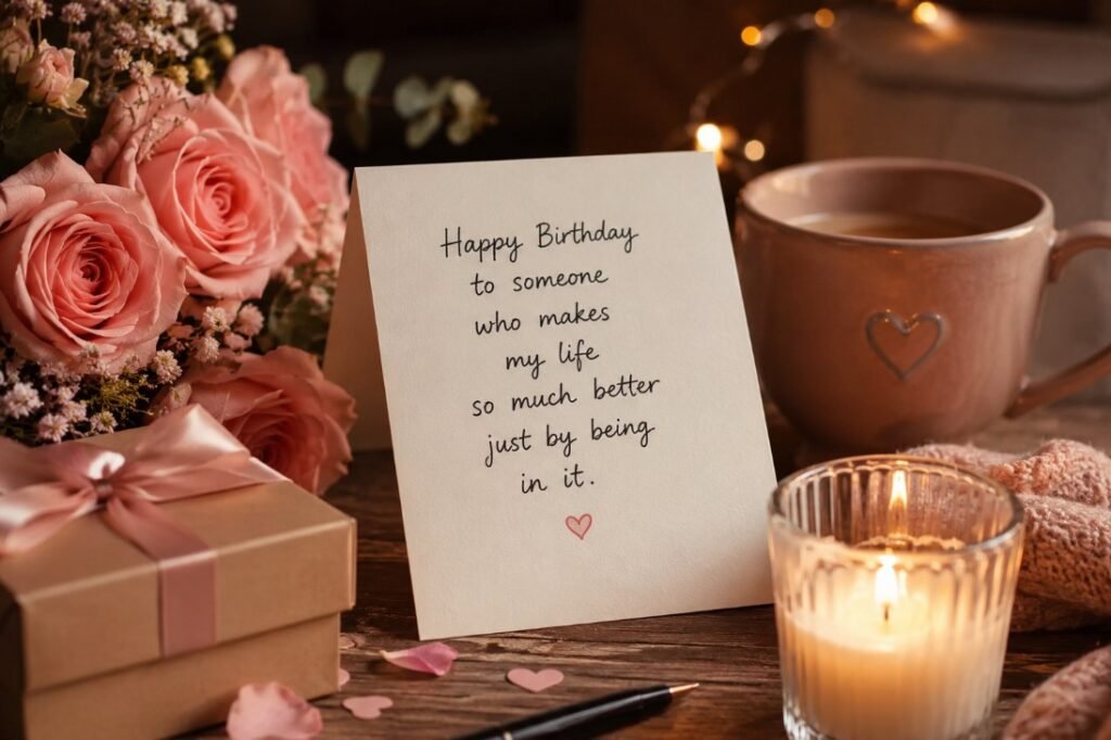 Sweet Birthday Messages for Someone You Love 2 Sweet birthday message card with roses and candlelight