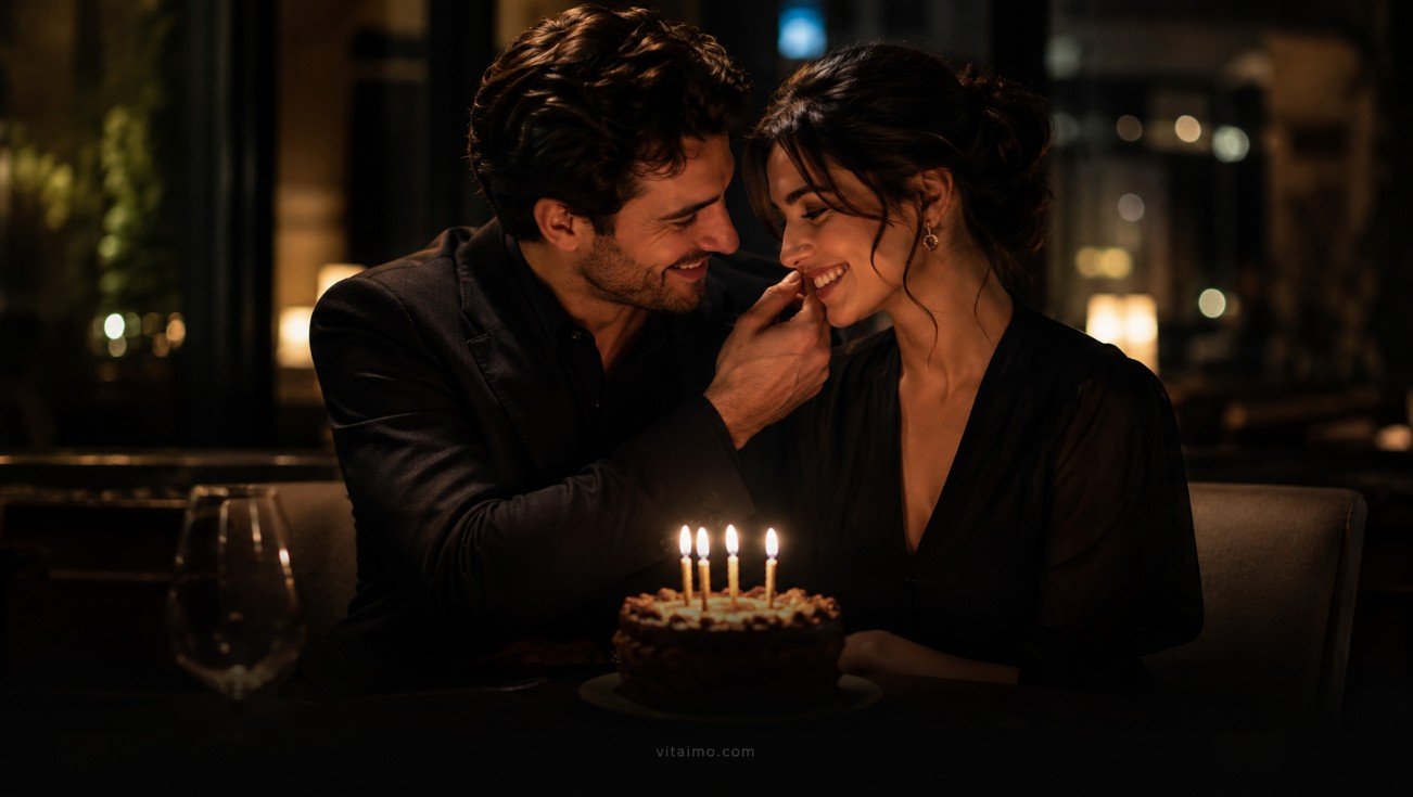 Romantic birthday dinner with cake for someone you love