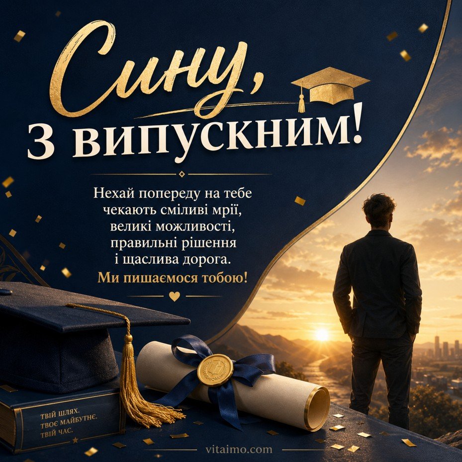 Сину, з випускним — привітання від батьків українською