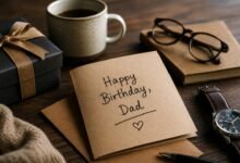 What to Write in a Birthday Card for Dad 3 Birthday card for dad with gift, coffee, watch, and glasses