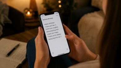 Writing a personal birthday message on a smartphone