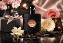 Чорний флакон парфумів Black Opium YAROMA з подарунковою коробкою, кавовими зернами, ваніллю і квітами