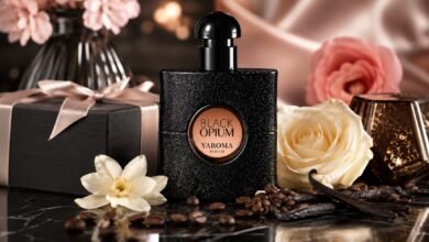 Чорний флакон парфумів Black Opium YAROMA з подарунковою коробкою, кавовими зернами, ваніллю і квітами